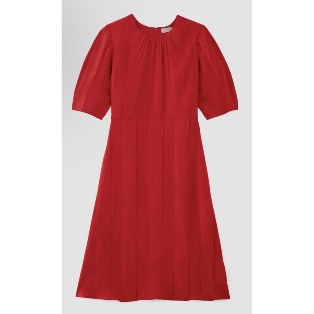 Everlane Women's The City Stripe Ruched Dress in Red Size 4 Shirred Crewneck